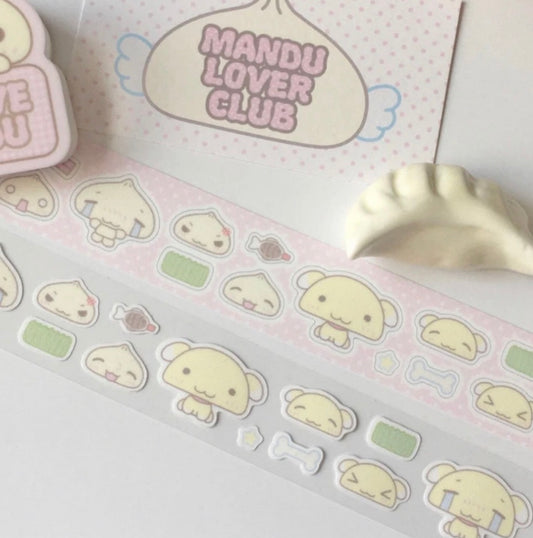 {wanso club} puppy mandu glittery kiss cut washi tape