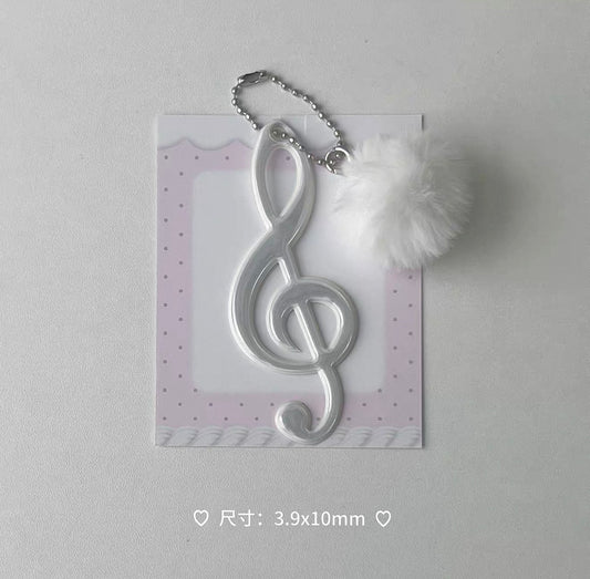 {becood} music note with pompom keychain
