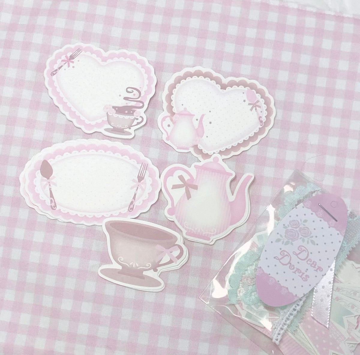 {DearDoris} pink chocolate tea party memo set