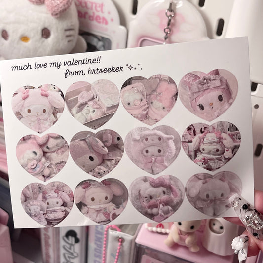 {HRTSTICKER} pink plush baby hearts