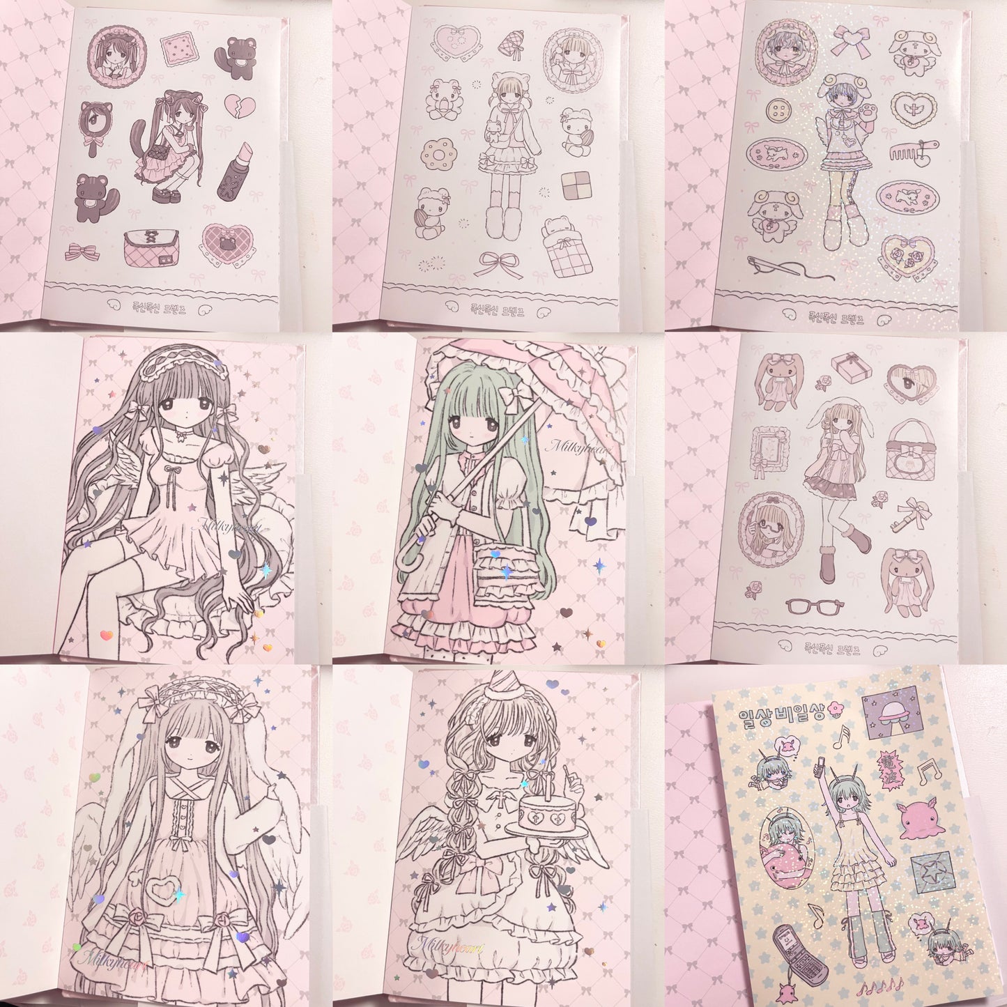 {illust lab} report 01: angelic heart milky hearts 36 page sticker book