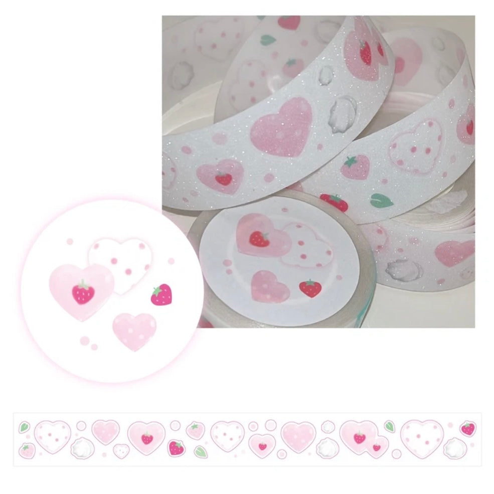 {coral tree} strawberry cream heart kiss cut tape