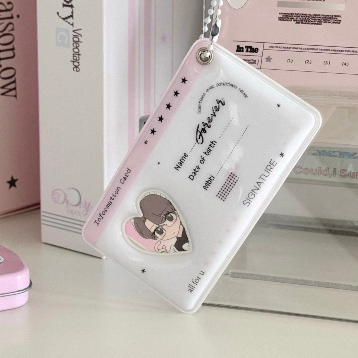 {ribbon shop} pink id holder