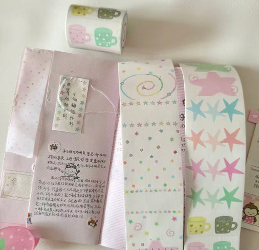 {heart bunny} monkey and star theme kiss cut tape