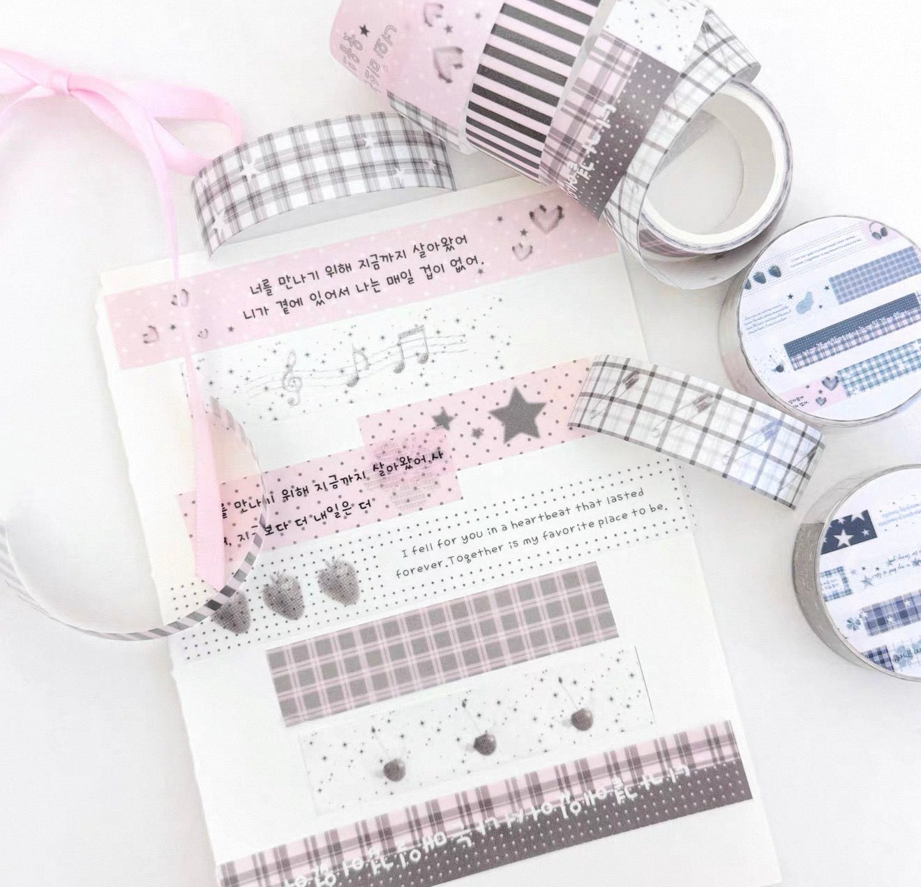 {bali studio} grey and pink stitching tape