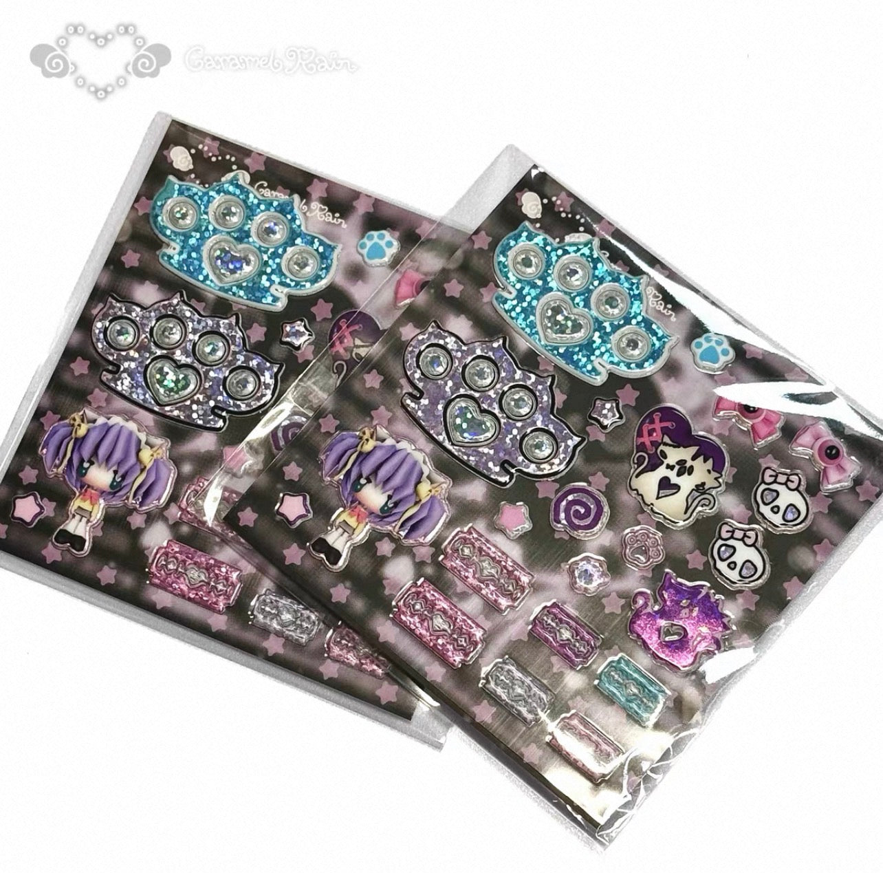 {caramel rain} knuckle skull puffy sticker
