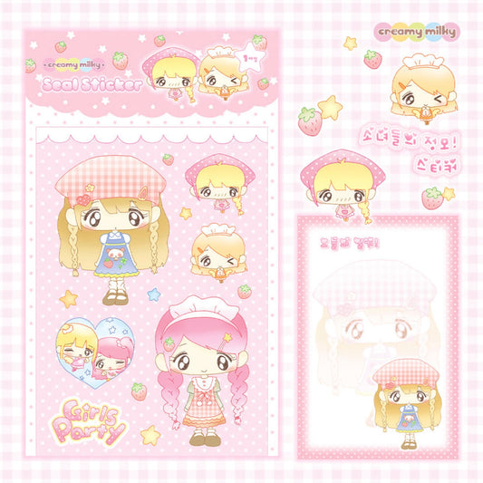 {creamy milky} girls party sticker