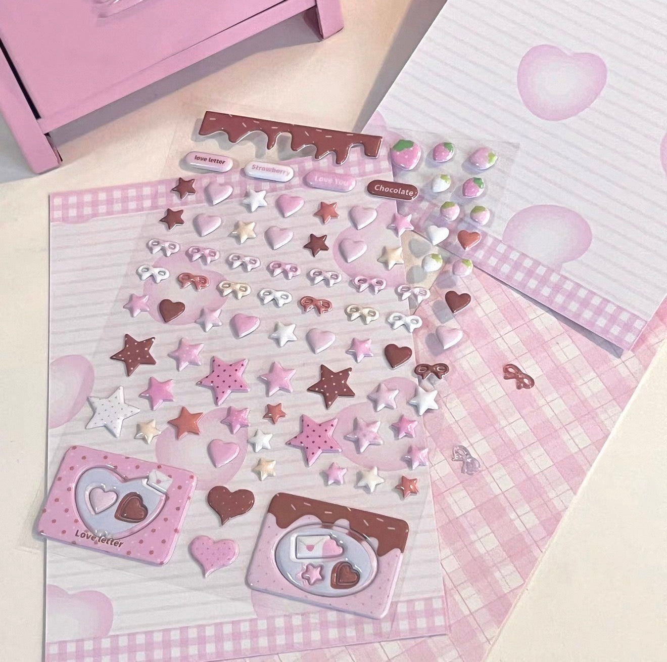 {eating cookies} chocolate stars and hearts sticker