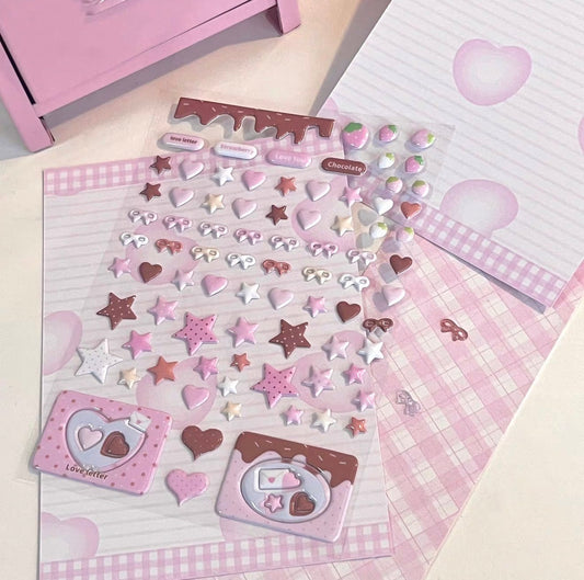 {eating cookies} chocolate stars and hearts sticker