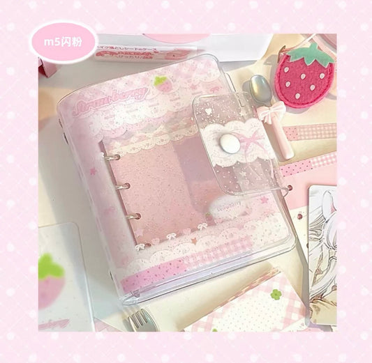 {eating cookies} a7/m5 strawberry glitter pink binder