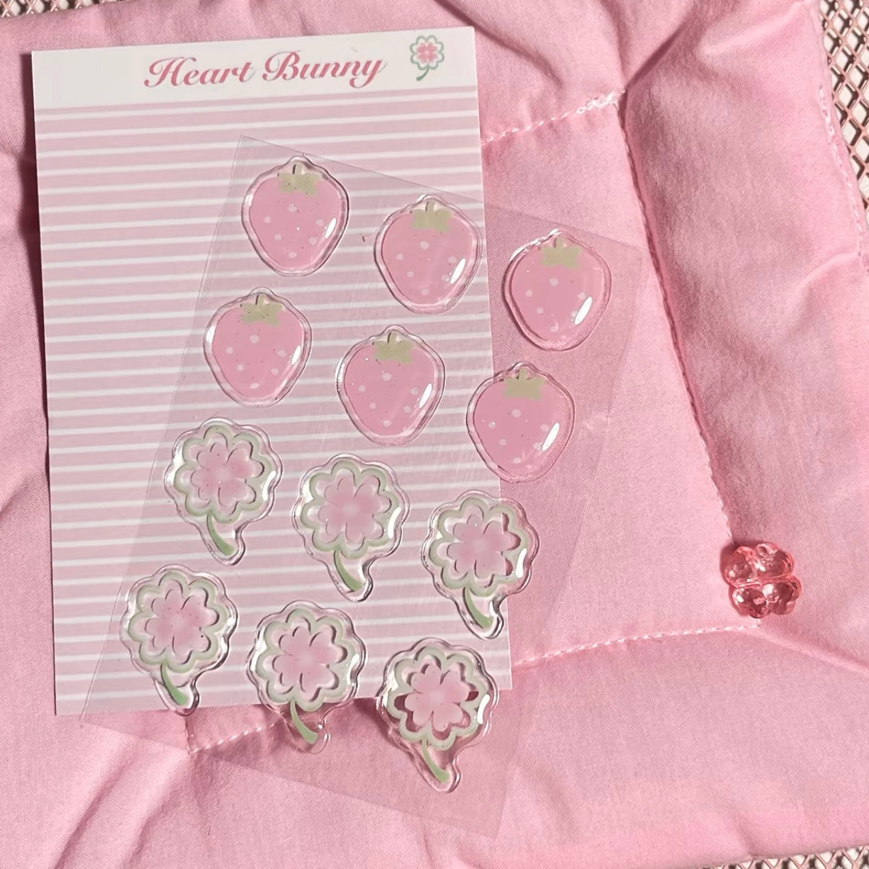 {heart bunny} strawberry clover epoxy