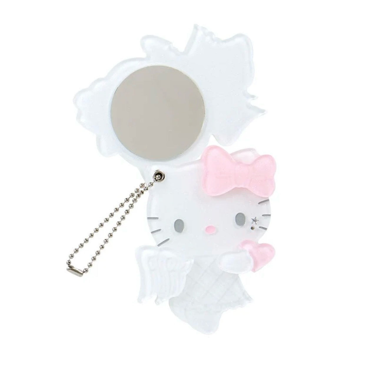 {JAPAN} hello kitty angel & little devil slide mirror keychain (angel)