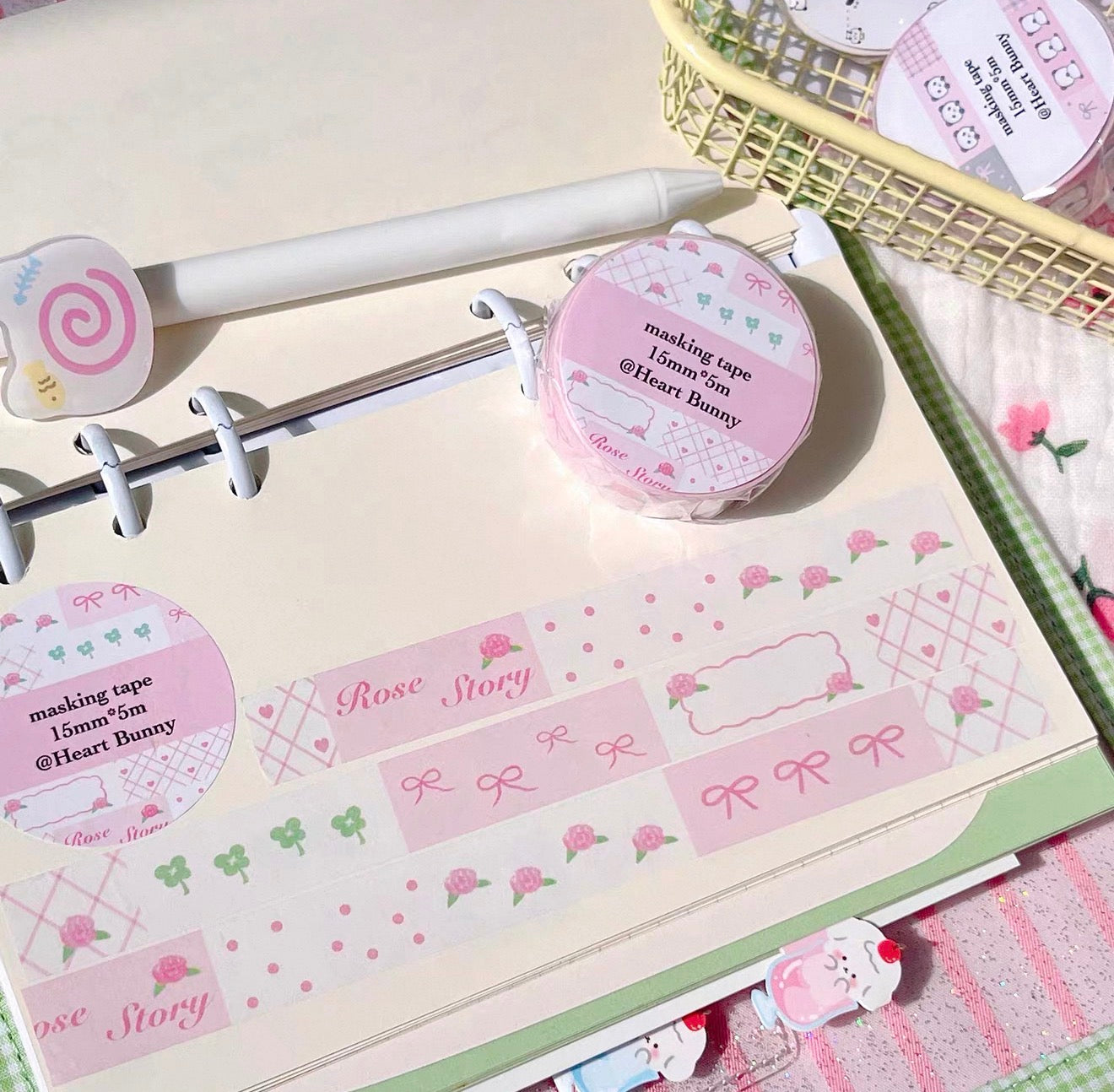 {heart bunny} rose story masking tape