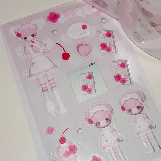 {coral tree} deco sticker pink