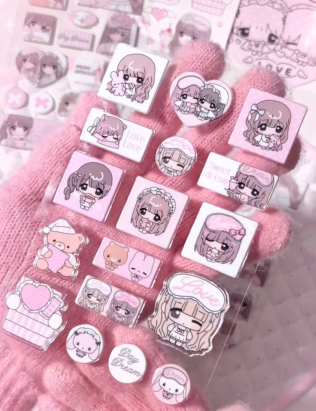 {strawberries & cig} glitter epoxy tiny daydream sticker collection