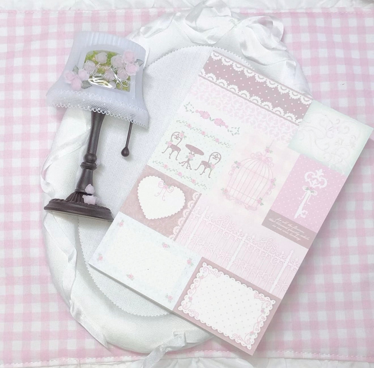 {DearDoris} lace rose tea party 50p memo pad