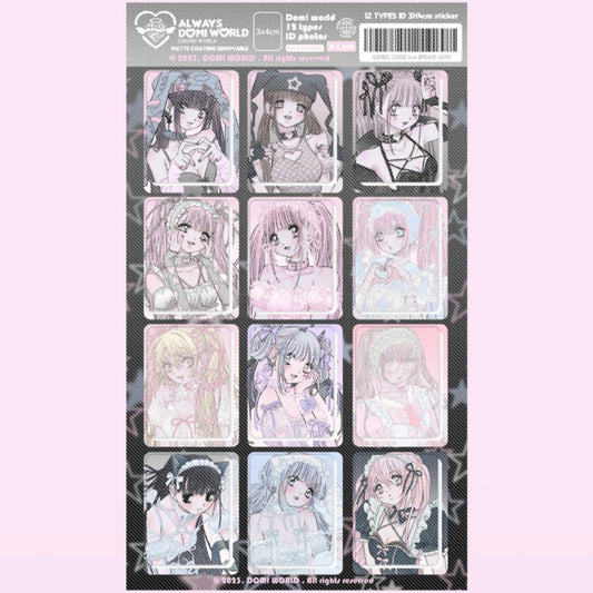 {domi world} 12 id stickers