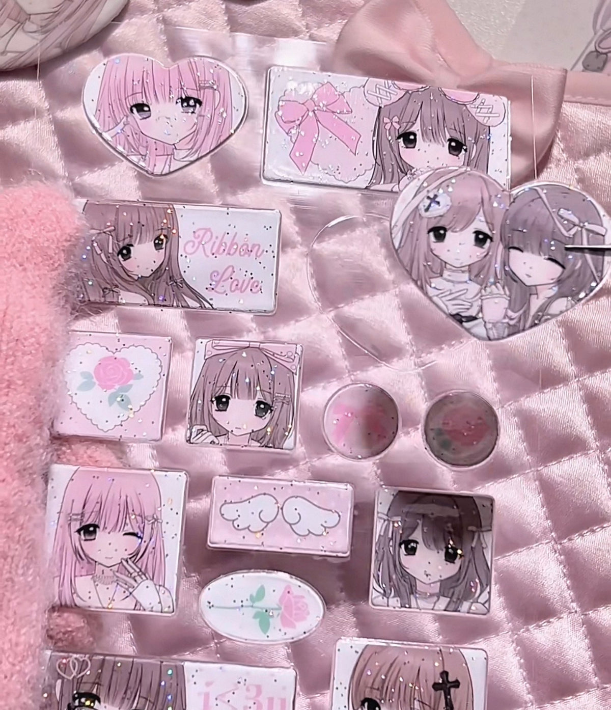 {strawberries & cig} glitter epoxy tiny ribbon love sticker collection