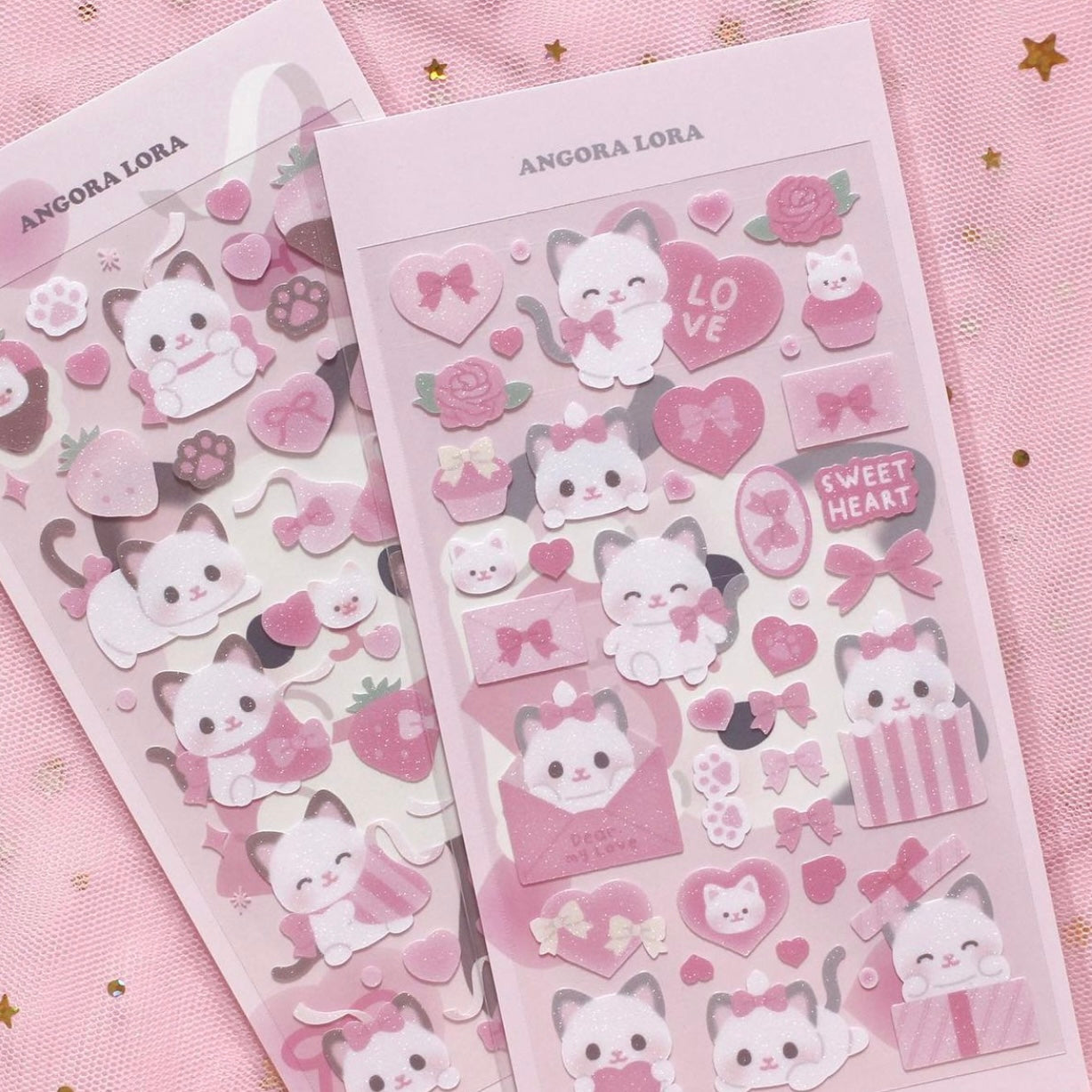 {angora lora} pink cat stickers