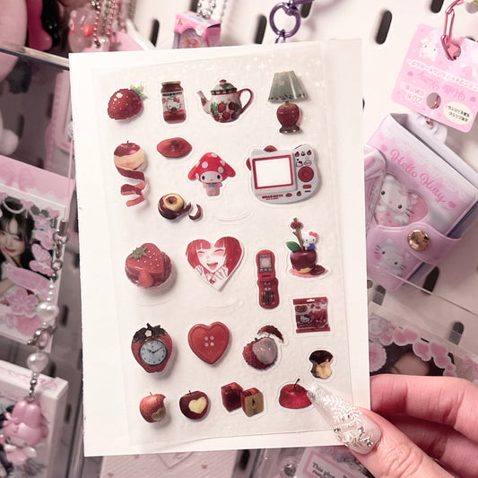 {HRTSTICKER} a7 mini red hello kitty fruits