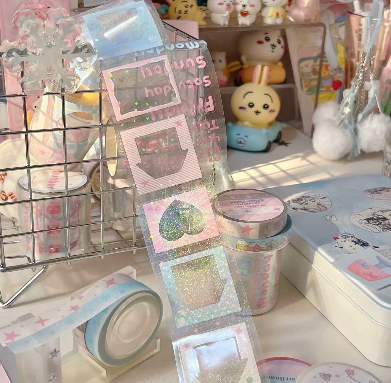 {heart bunny} glittery pet frames kiss cut tape