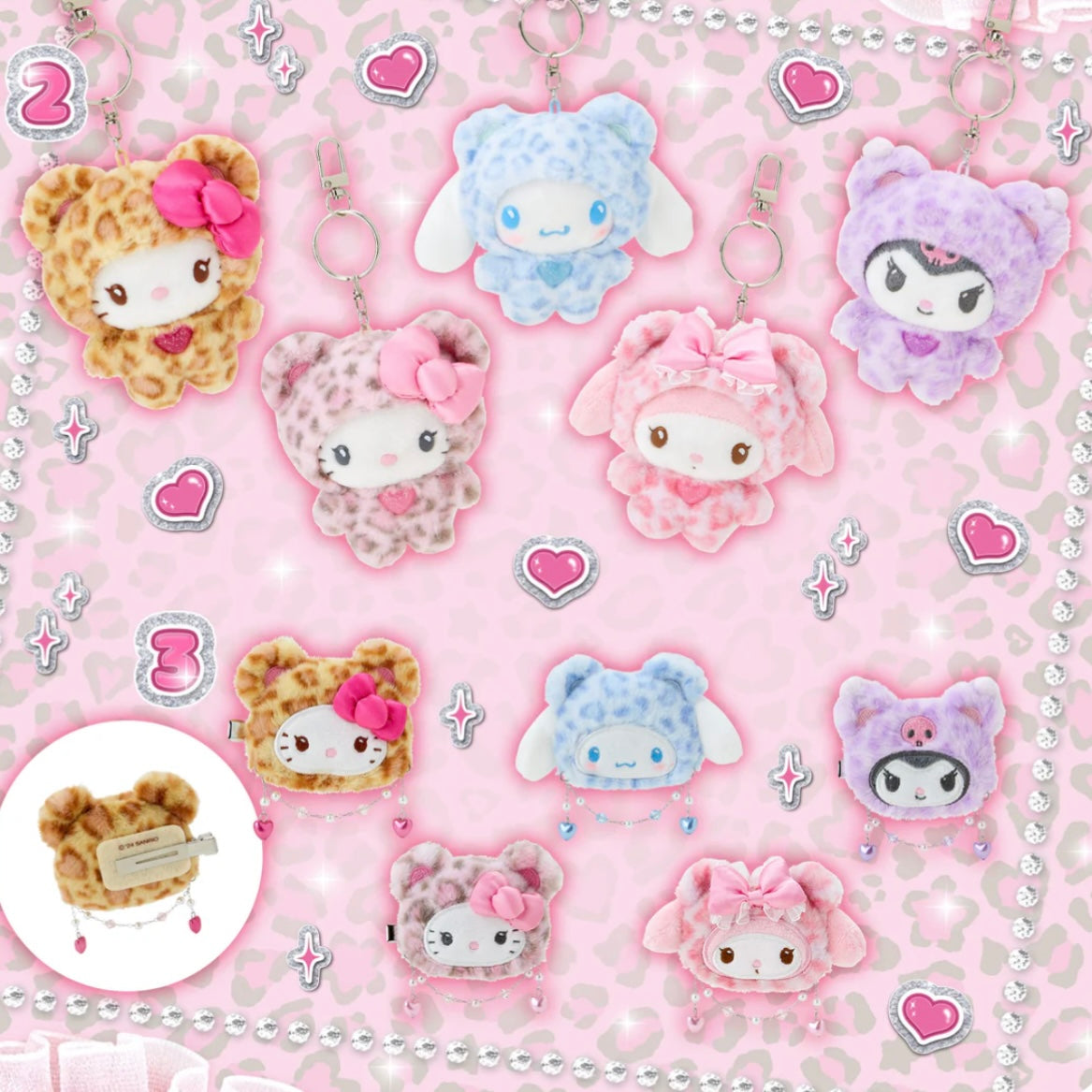 {JAPAN} gal kuma plush keyrings + plush hair clips