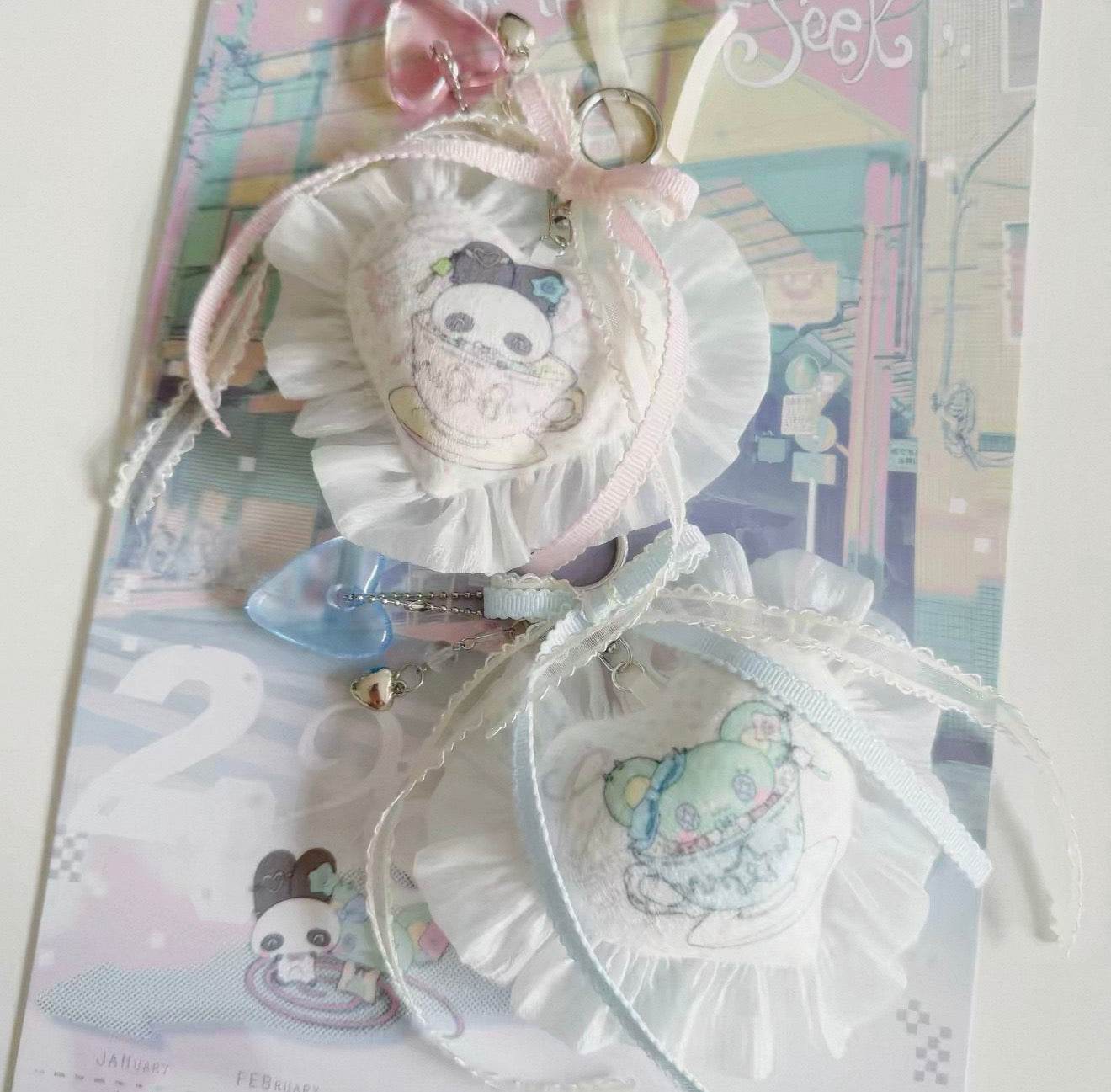 {paradise revolving restaurant} heart cotton lace pendant