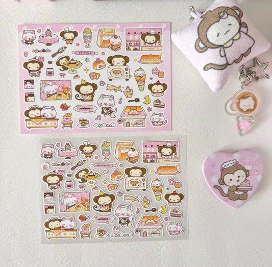 {heart bunny} cat and monkey baking