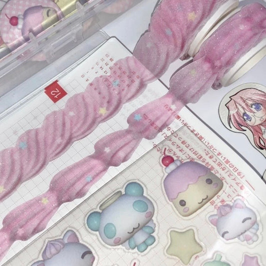 {wanso club} glittery pink frosting washi tape
