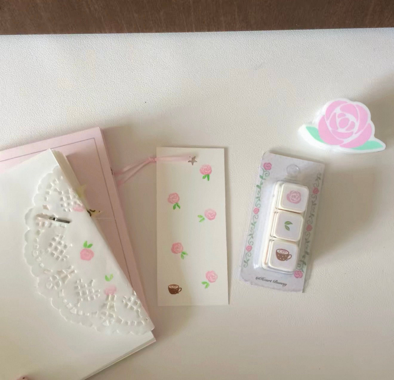 {heart bunny} rose coffee stamp