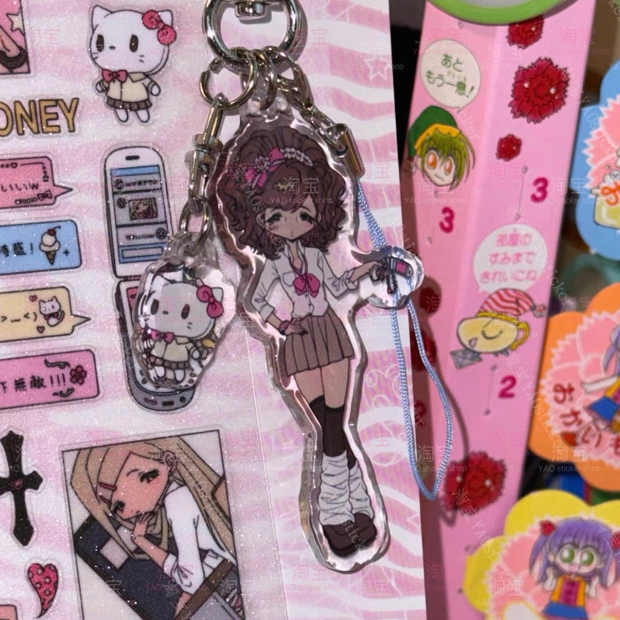 {YAO} retro spicy girl acrylic keychain