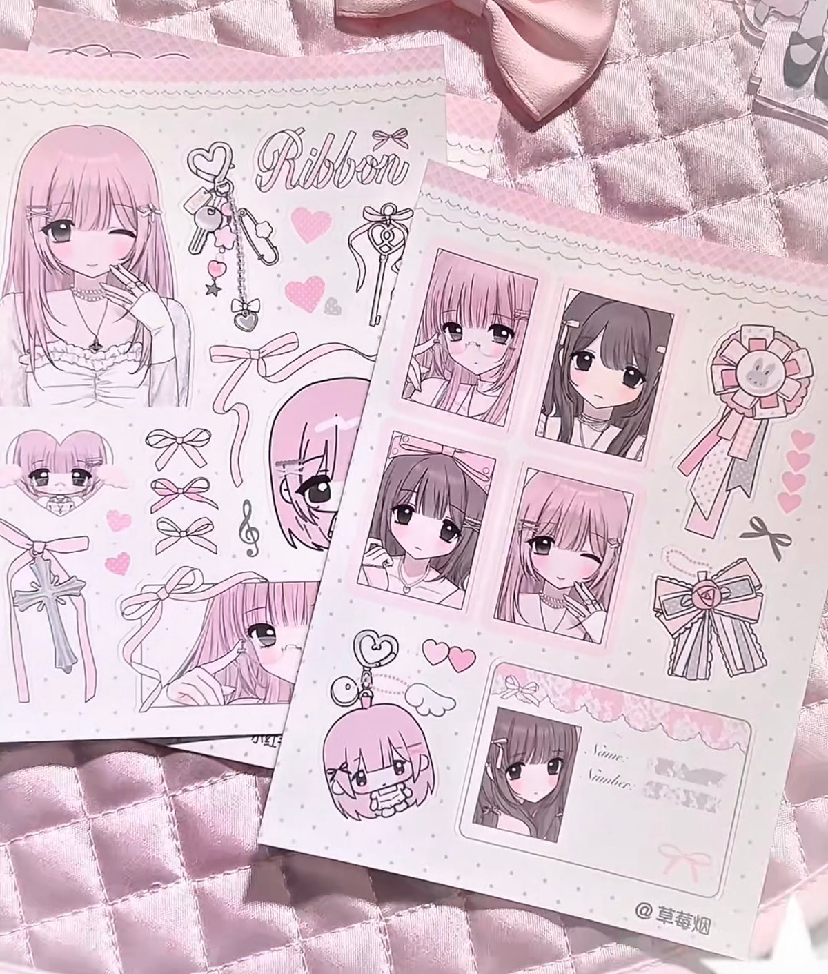{strawberries & cig} ribbon love sticker collection