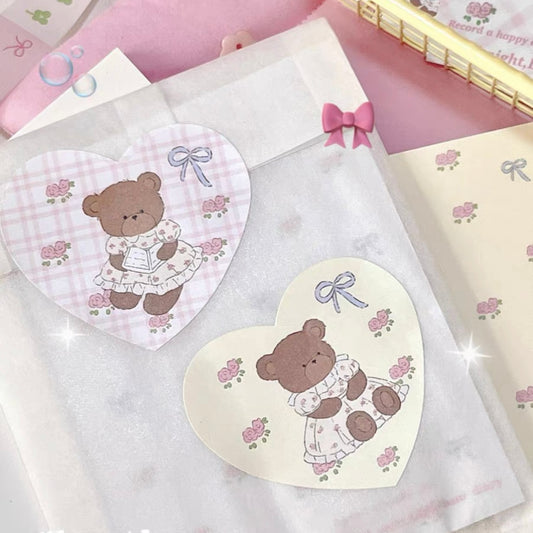 {heart bunny} 10pc floral bear heart stickers