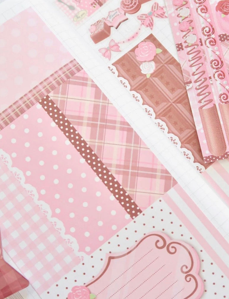 {pearly button} pink rose cocoa set