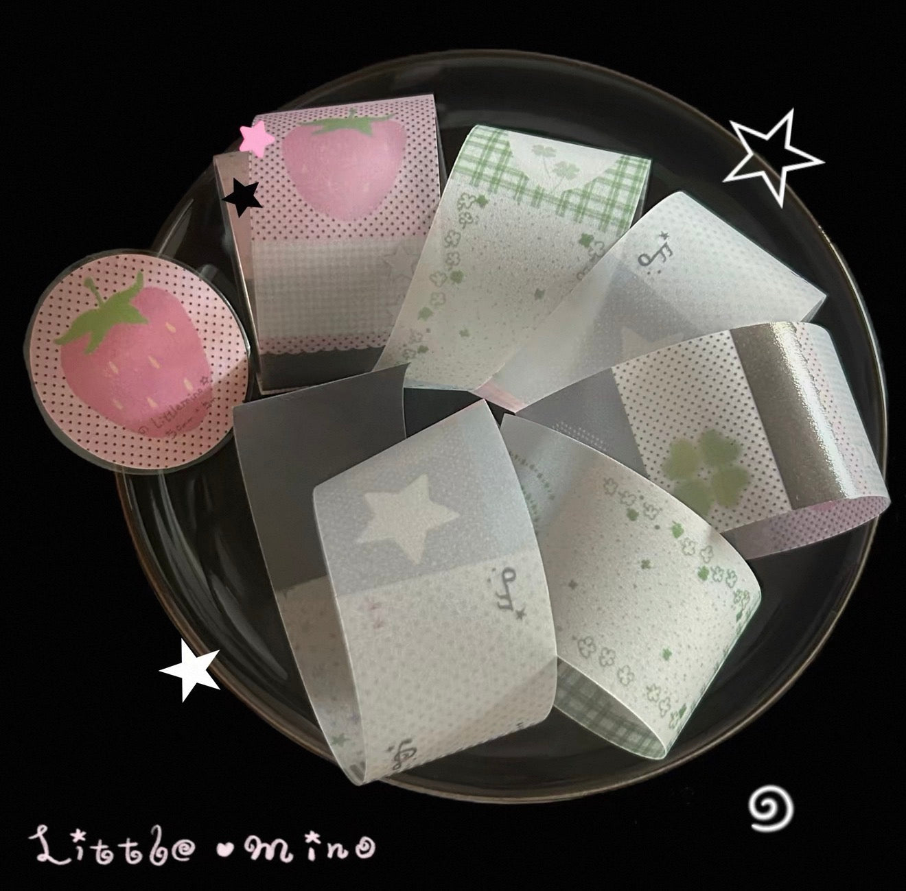 {littlemino} strawberry dot star y2k block tape