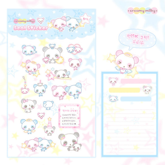 {creamy milky} pandas rule sticker