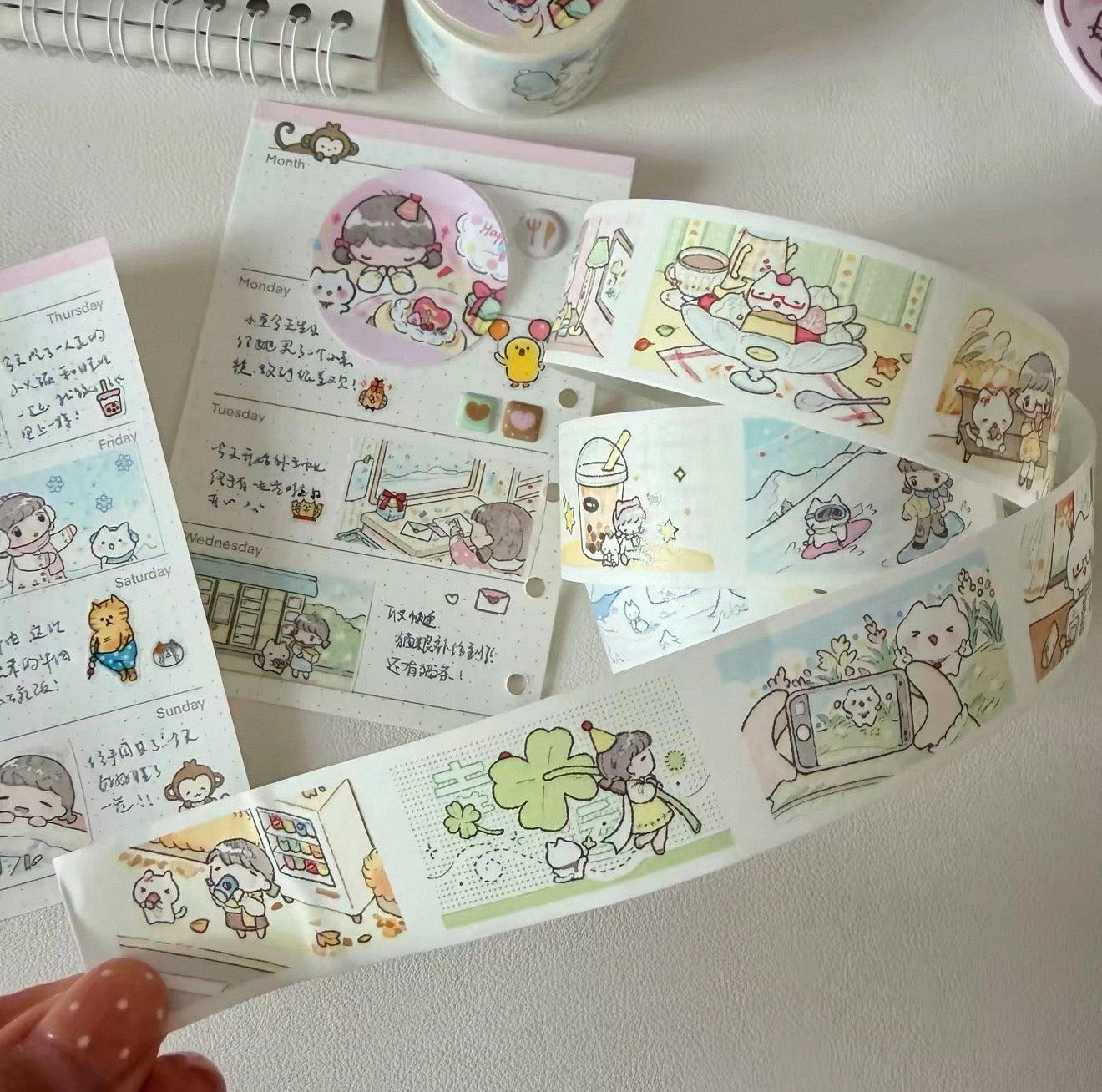 {heart bunny} kittens autumn illustration masking tape