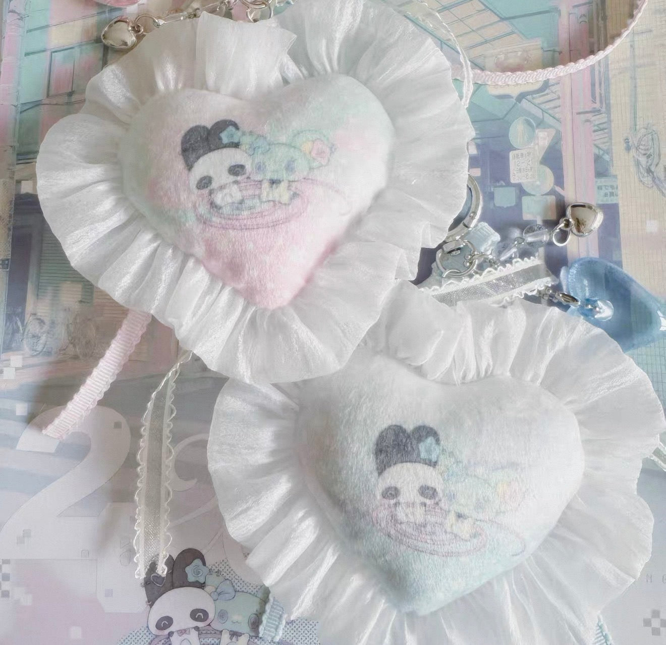 {paradise revolving restaurant} heart cotton lace pendant