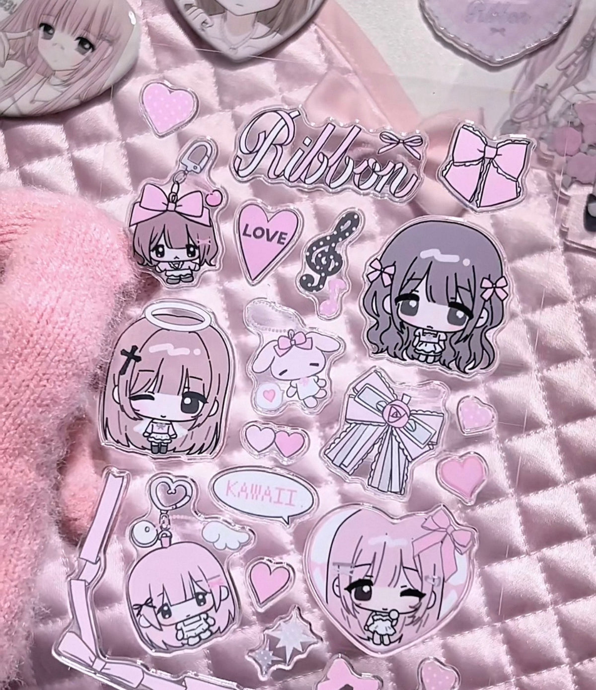{strawberries & cig} glitter epoxy tiny ribbon love sticker collection