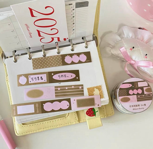 {heart bunny} cocoa strawberry writeable masking tape