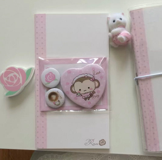 {heart bunny} rose coffee pin set