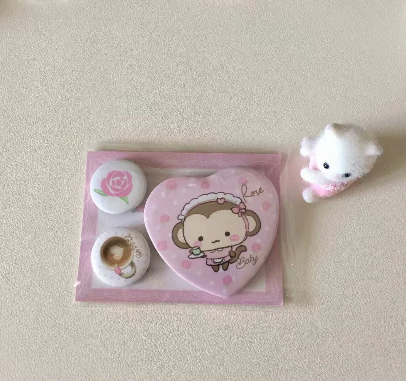 {heart bunny} rose coffee pin set