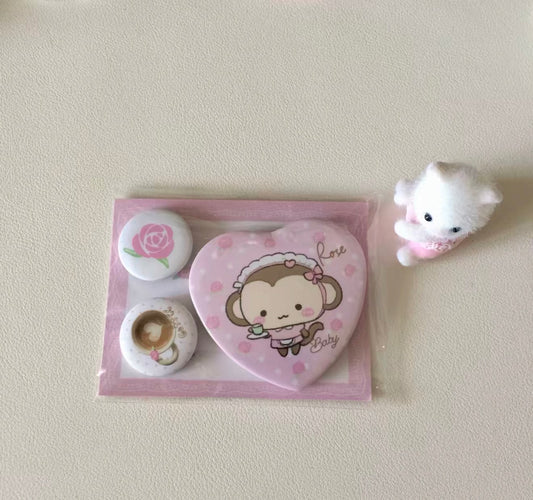 {heart bunny} rose coffee pin set