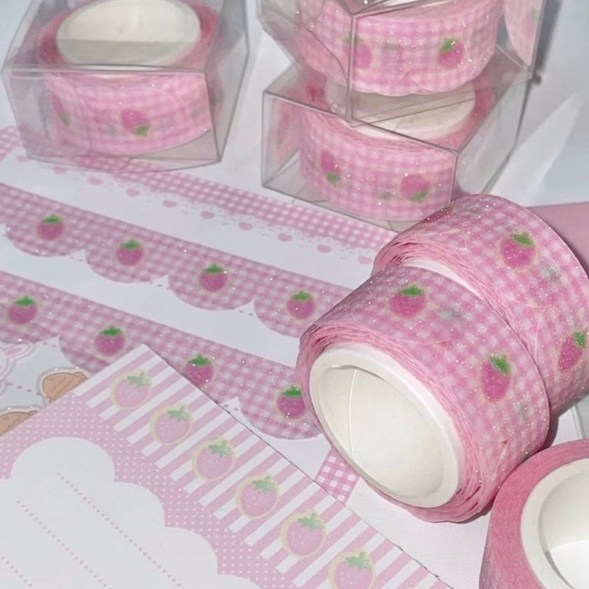 {wanso club} cutie strawberry glittery die cut tape