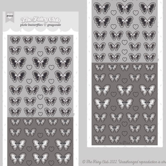{thefairyclub} black/grey pixie butterflies